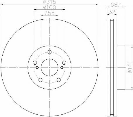 Hella-Pagid 8DD 355 115-701 Front brake disc ventilated 8DD355115701