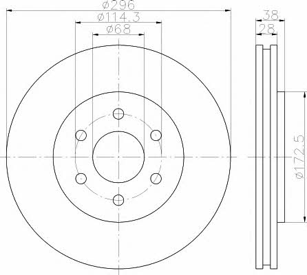 Hella-Pagid 8DD 355 116-381 Front brake disc ventilated 8DD355116381