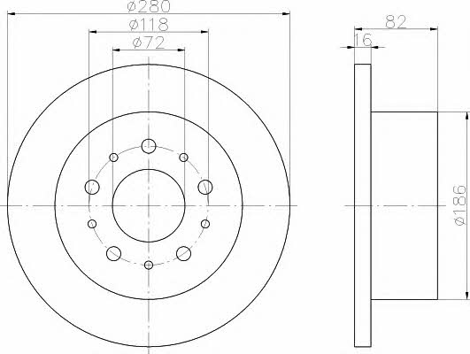 Hella-Pagid 8DD 355 108-961 Rear brake disc, non-ventilated 8DD355108961