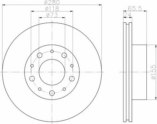 Hella-Pagid 8DD 355 109-001 Front brake disc ventilated 8DD355109001