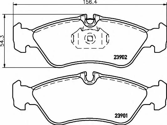 Brake pad Mercedes Sprinter: 8DB355014401 Hella-Pagid Brake pad set