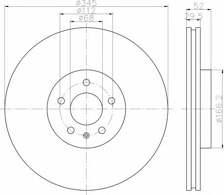 Hella-Pagid 8DD 355 113-951 Front brake disc ventilated 8DD355113951