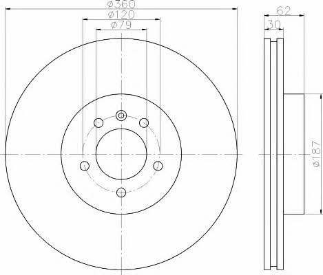 Hella-Pagid 8DD 355 114-061 Front brake disc ventilated 8DD355114061