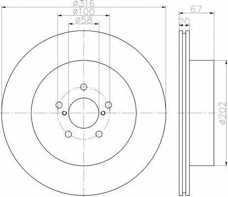 Hella-Pagid 8DD 355 115-131 Rear ventilated brake disc 8DD355115131