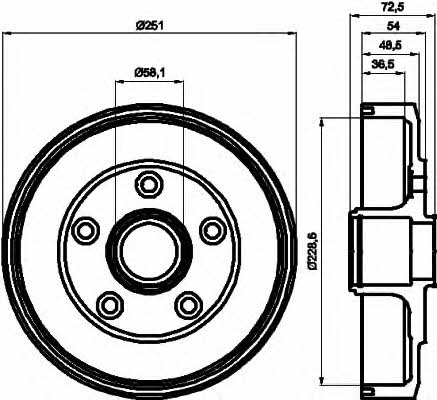 Hella-Pagid 8DT 355 301-301 Rear brake drum 8DT355301301