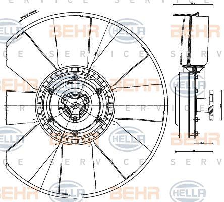Behr-Hella 8MV 376 791-281 Hub, engine cooling fan wheel 8MV376791281