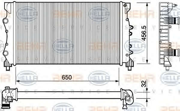 Radiator, engine cooling Behr-Hella 8MK 376 754-441