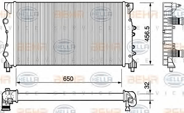 Radiator, engine cooling Behr-Hella 8MK 376 754-444