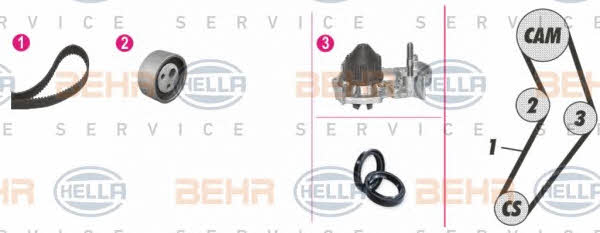 Behr-Hella 8MP 376 800-851 TIMING BELT KIT WITH WATER PUMP 8MP376800851