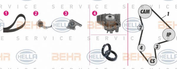 Behr-Hella 8MP 376 804-811 TIMING BELT KIT WITH WATER PUMP 8MP376804811