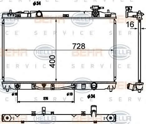 Radiator, engine cooling Behr-Hella 8MK 376 790-201