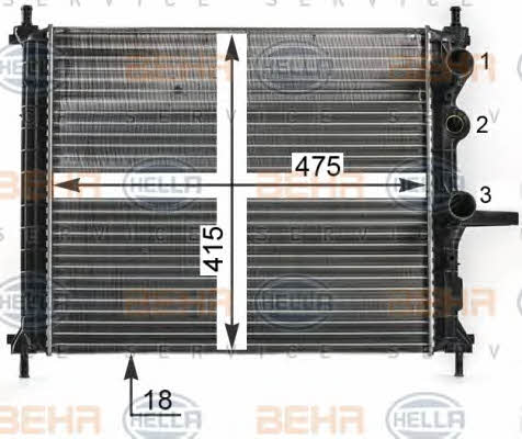 Radiator, engine cooling Behr-Hella 8MK 376 900-094