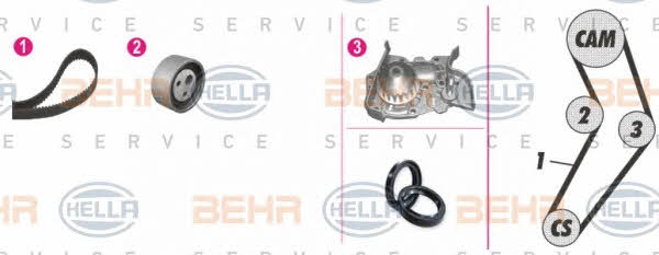 Behr-Hella 8MP 376 805-841 TIMING BELT KIT WITH WATER PUMP 8MP376805841
