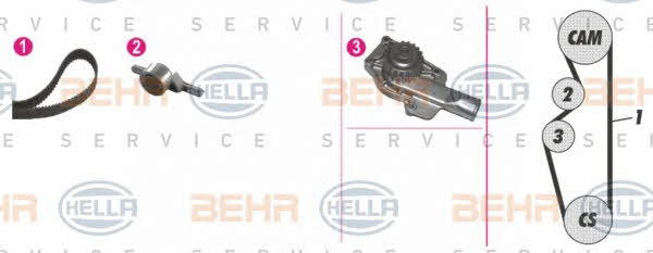 Behr-Hella 8MP 376 805-881 TIMING BELT KIT WITH WATER PUMP 8MP376805881