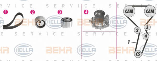 Behr-Hella 8MP 376 809-801 TIMING BELT KIT WITH WATER PUMP 8MP376809801