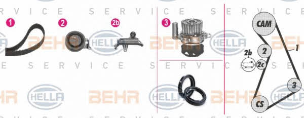Behr-Hella 8MP 376 809-811 TIMING BELT KIT WITH WATER PUMP 8MP376809811