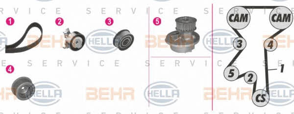 Behr-Hella 8MP 376 809-841 TIMING BELT KIT WITH WATER PUMP 8MP376809841