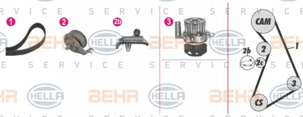 Behr-Hella 8MP 376 811-821 TIMING BELT KIT WITH WATER PUMP 8MP376811821