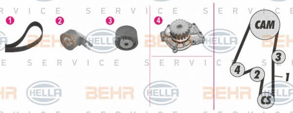 Behr-Hella 8MP 376 812-871 TIMING BELT KIT WITH WATER PUMP 8MP376812871