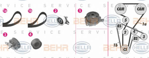 Behr-Hella 8MP 376 813-811 TIMING BELT KIT WITH WATER PUMP 8MP376813811