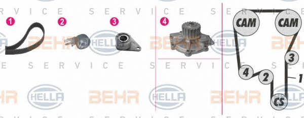 Behr-Hella 8MP 376 814-811 TIMING BELT KIT WITH WATER PUMP 8MP376814811