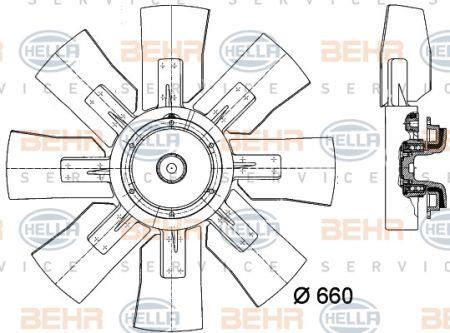 Behr-Hella 8MV 376 727-061 Hub, engine cooling fan wheel 8MV376727061