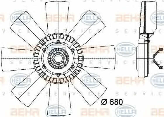 Hub, engine cooling fan wheel Behr-Hella 8MV 376 727-101