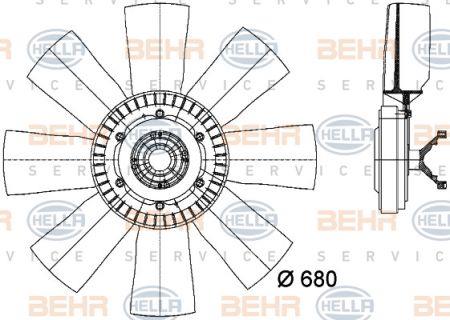 Behr-Hella 8MV 376 727-101 Hub, engine cooling fan wheel 8MV376727101