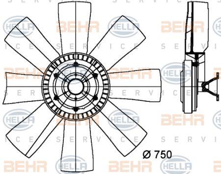 Behr-Hella 8MV 376 727-151 Hub, engine cooling fan wheel 8MV376727151