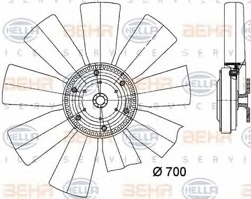 Behr-Hella 8MV 376 727-191 Hub, engine cooling fan wheel 8MV376727191