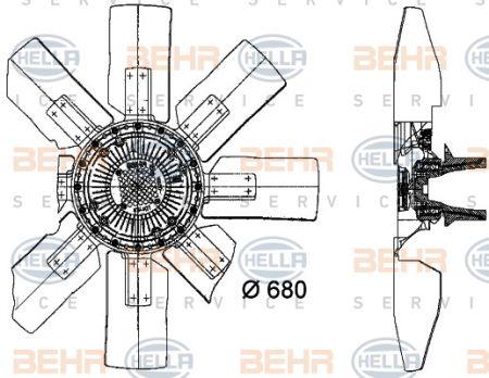 Behr-Hella 8MV 376 727-341 Hub, engine cooling fan wheel 8MV376727341