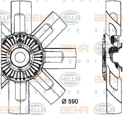Behr-Hella 8MV 376 727-731 Hub, engine cooling fan wheel 8MV376727731