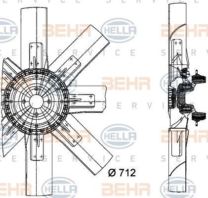Behr-Hella 8MV 376 727-971 Hub, engine cooling fan wheel 8MV376727971