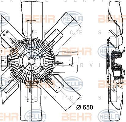 Behr-Hella 8MV 376 728-001 Hub, engine cooling fan wheel 8MV376728001