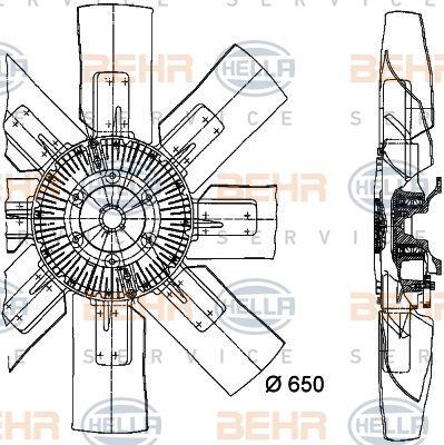 Behr-Hella 8MV 376 728-041 Hub, engine cooling fan wheel 8MV376728041