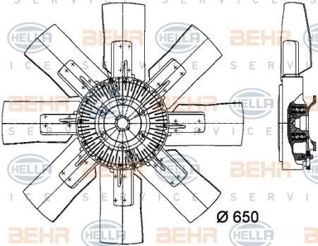 Behr-Hella 8MV 376 728-111 Hub, engine cooling fan wheel 8MV376728111