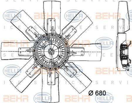 Behr-Hella 8MV 376 728-141 Hub, engine cooling fan wheel 8MV376728141