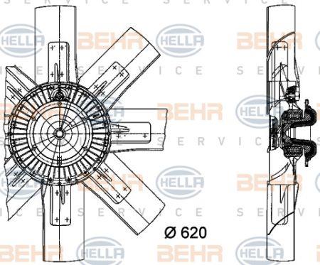 Behr-Hella 8MV 376 728-291 Hub, engine cooling fan wheel 8MV376728291