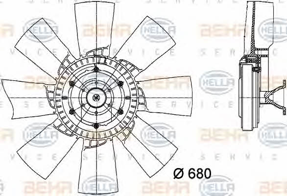 Behr-Hella 8MV 376 728-391 Hub, engine cooling fan wheel 8MV376728391