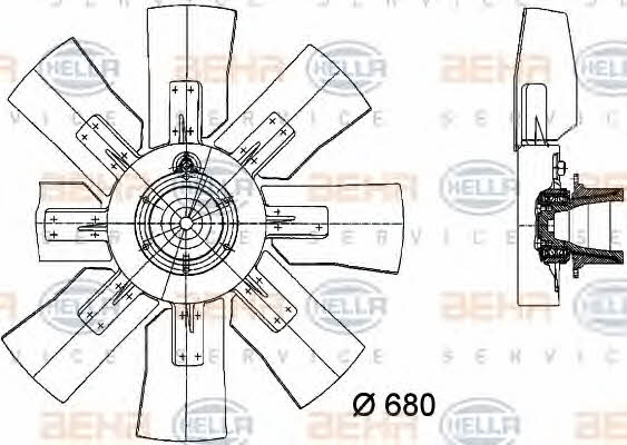 Behr-Hella 8MV 376 728-681 Hub, engine cooling fan wheel 8MV376728681