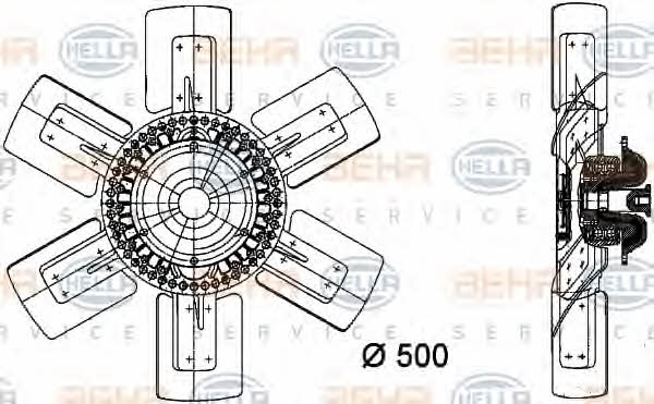 Behr-Hella 8MV 376 730-191 Hub, engine cooling fan wheel 8MV376730191