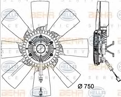 Behr-Hella 8MV 376 730-721 Hub, engine cooling fan wheel 8MV376730721