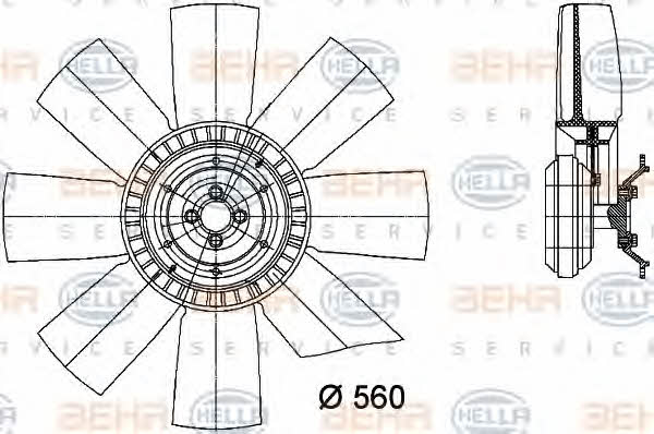 Behr-Hella 8MV 376 731-101 Hub, engine cooling fan wheel 8MV376731101