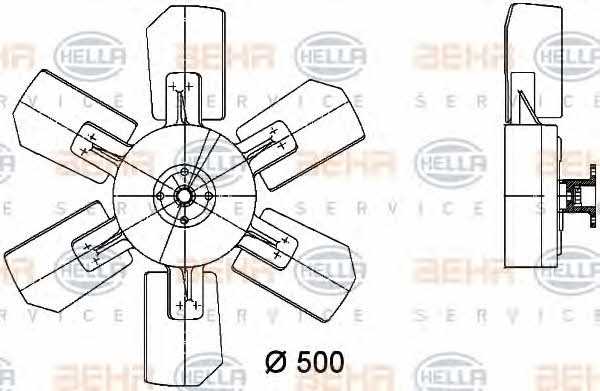 Hub, engine cooling fan wheel Behr-Hella 8MV 376 731-221