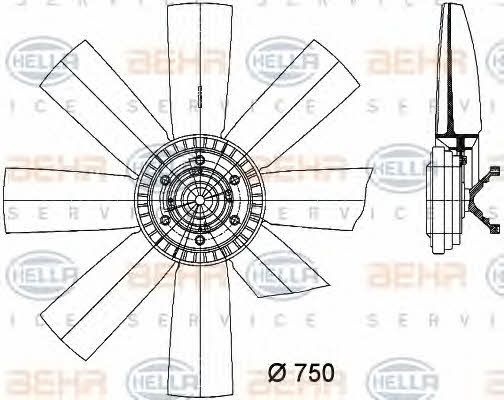 Behr-Hella 8MV 376 731-301 Hub, engine cooling fan wheel 8MV376731301