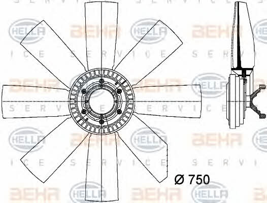 Behr-Hella 8MV 376 731-451 Hub, engine cooling fan wheel 8MV376731451