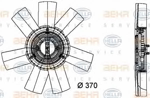Hub, engine cooling fan wheel Behr-Hella 8MV 376 733-361