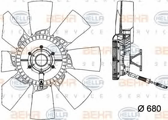 Behr-Hella 8MV 376 757-161 Hub, engine cooling fan wheel 8MV376757161