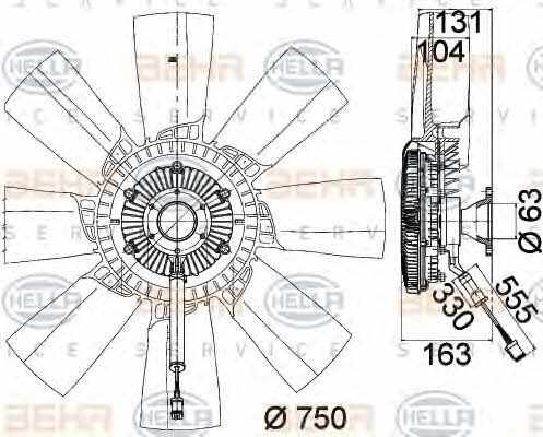 Behr-Hella 8MV 376 758-281 Hub, engine cooling fan wheel 8MV376758281