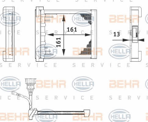 Heat exchanger, interior heating Behr-Hella 6ZT 351 080-211